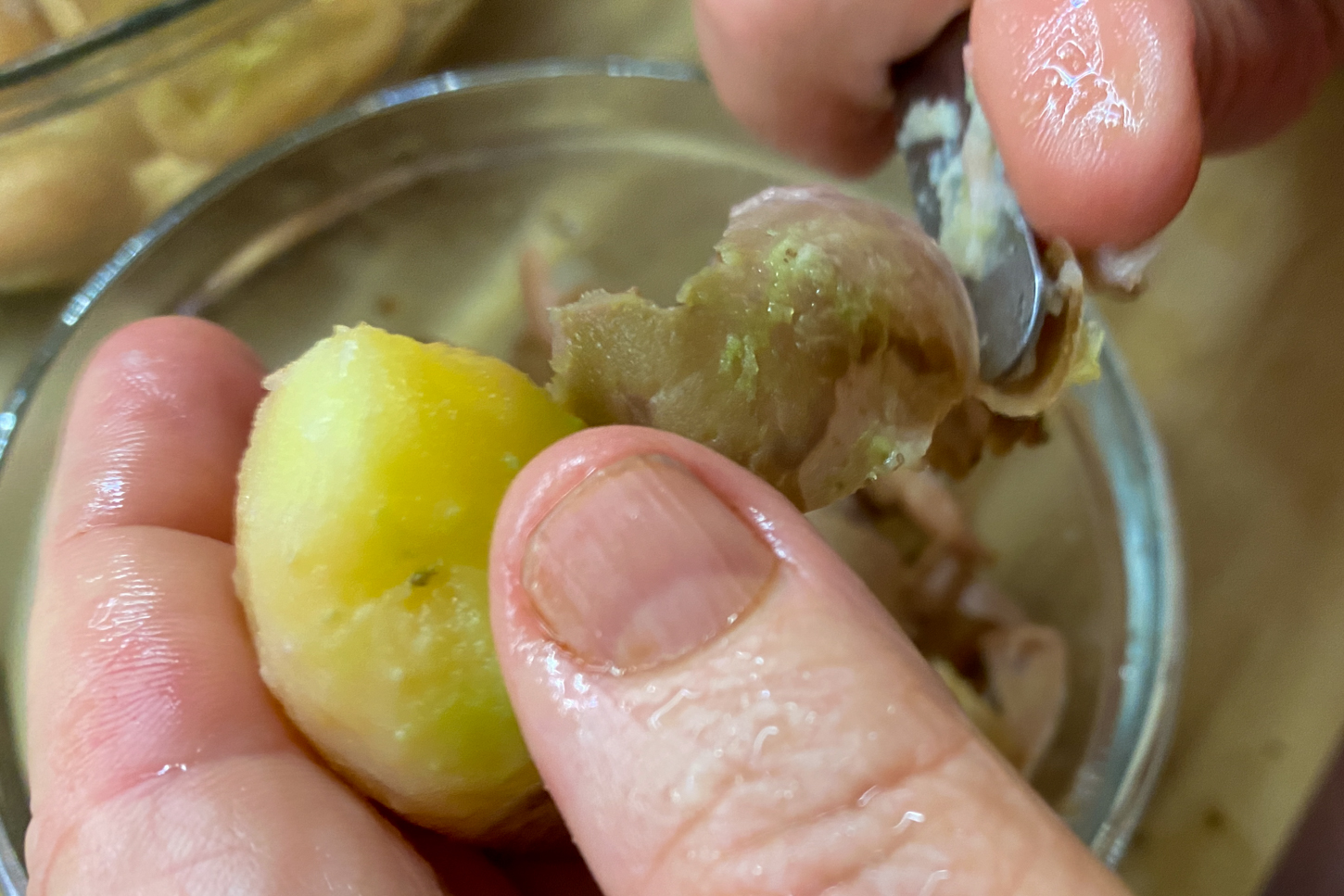 peel baby potatoes